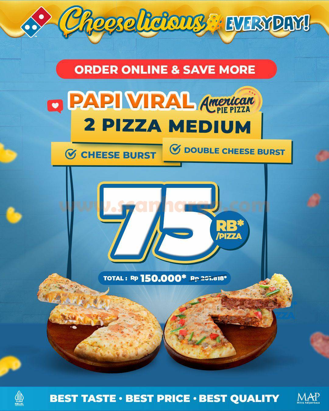 DOMINO'S PIZZA Promo PAPI VIRAL – Pizza Medium Hanya Rp. 75RB