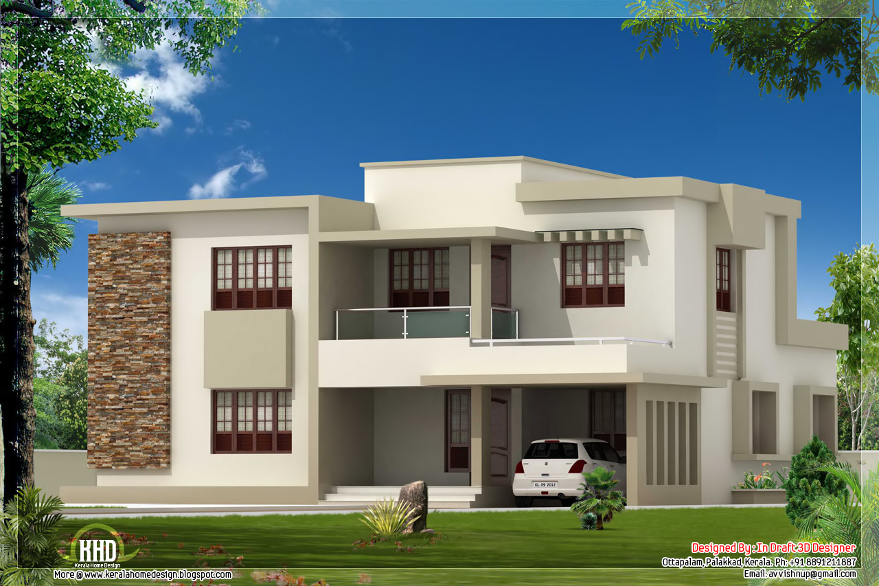 4 Bedroom contemporary  flat  roof  home  design House  