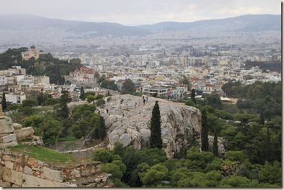 View of the Aeropagus rom the Acropolis in Athens