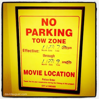 movie location temporary no parking sign from the City of Chicago