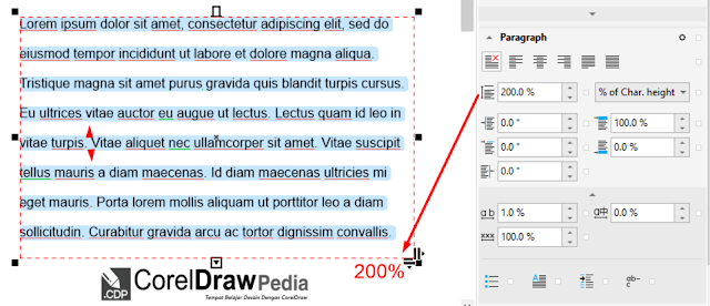 Tutorial Dasar CorelDraw -  Cara Mengatur Line Spacing (Jarak) Text di CorelDraw