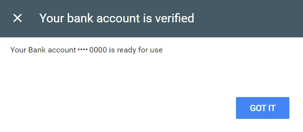 it will show the verification status of your bank account.