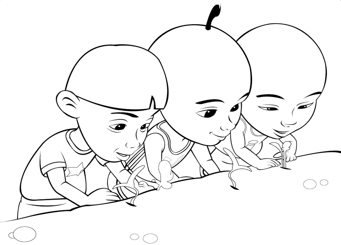  Gambar  Mewarnai  Upin  Ipin  Untuk Anak  PAUD dan TK