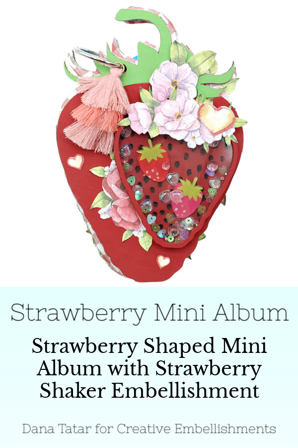 Painted Strawberry Shaped Mini Album with Strawberry Shaker Embellishment