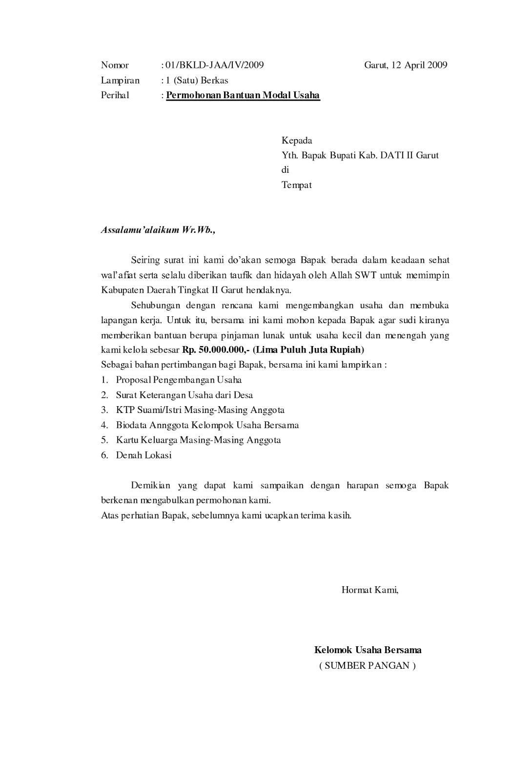 Kumpulan Contoh Surat Terbaru Contoh Proposal Usaha 