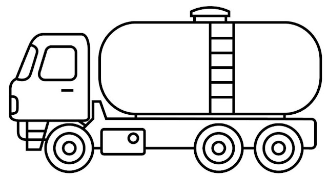 Gambar Mewarnai Mobil Truk Tanki Air dan Minyak 