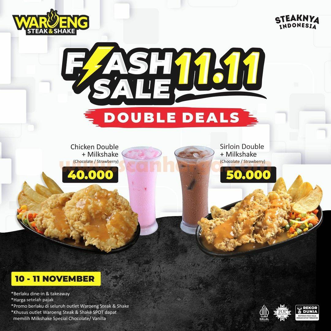 Promo Waroeng Steak & Shake Flash Sale 11.11 – Harga Spesial Mulai Rp. 40.000