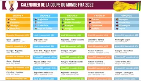 تحميل جدول مباريات كأس العالم قطر 2022 pdf بمشاركة المغرب