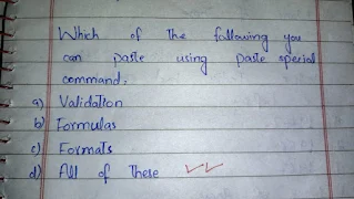 Which of the following you can passte using paste special commend is all of these mcqs