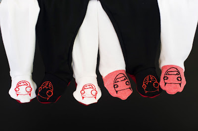 Baby tights with embroidered monster bum and monster feet