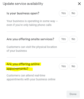 Google My Business Online Appointments