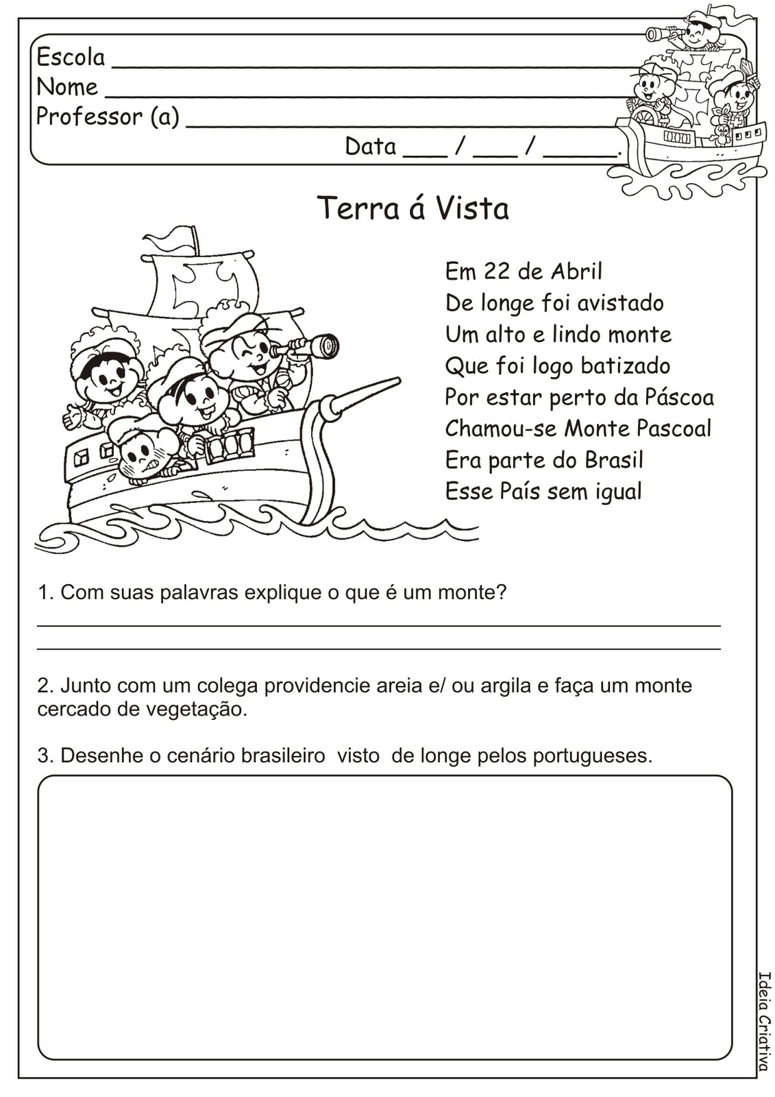DESCOBRIMENTO DO BRASIL - ATIVIDADES E DESENHOS PARA 