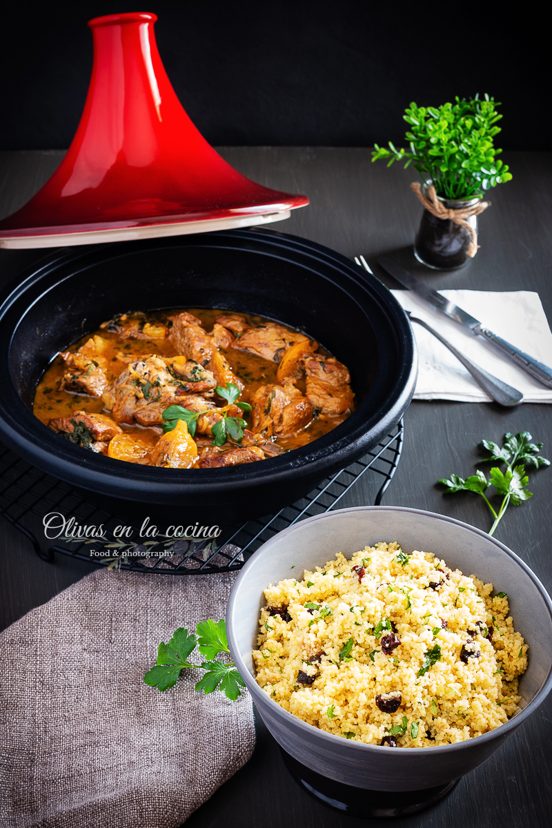 Tayín de cordero con limones y Cous-cous con cilantro y pasas