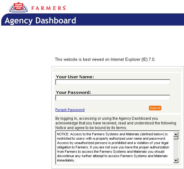 Automobile Insurance: Farmers Insurance Agent Login Dashboard