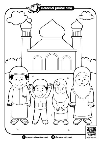 Mewarnai Gambar Anak: Mewarnai Gambar Pergi Ke Masjid