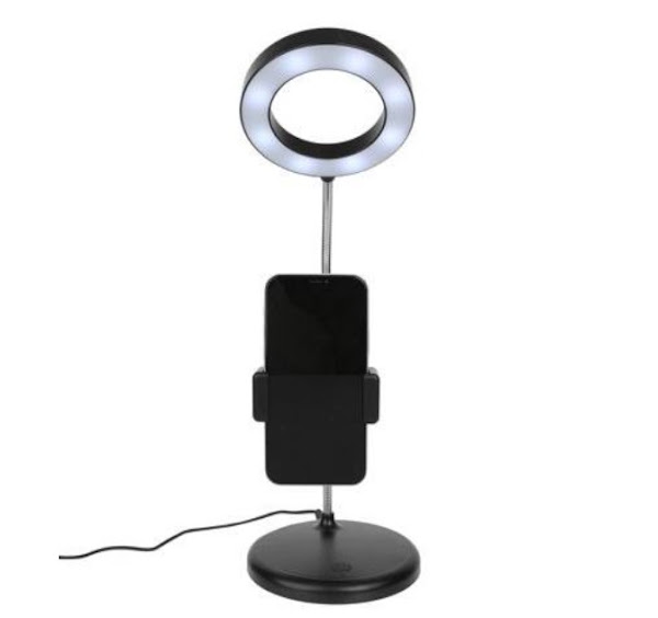 Image: Vivitar Vlogging Desk Lamp with White LED Ring Light and Smart Phone Holder