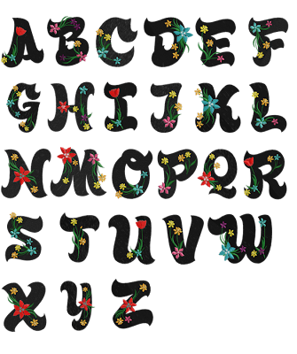 Graffiti Alphabet on Letters AZ Floral Fonts Design