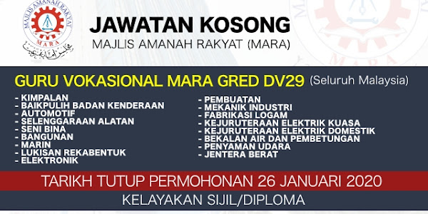 Jawatan Kosong Guru Vokasional MARA DV29