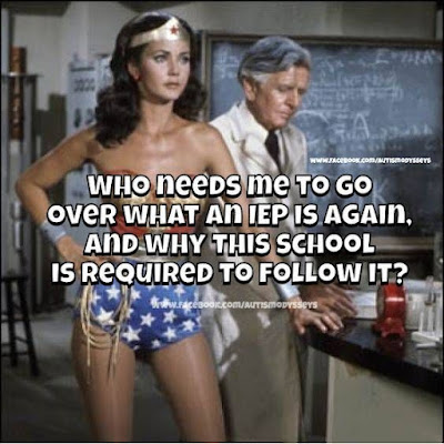 Image of Wonder Woman, asking a room if they need an IEP refresher