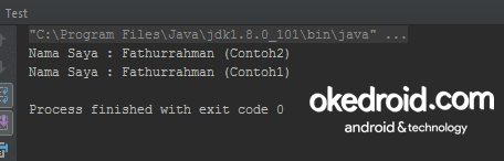 Output Hasil Anonymous class Program Java