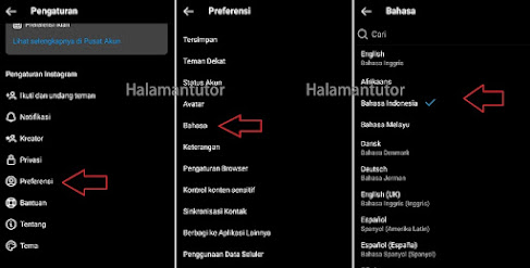 cara mengganti bahasa di Instagram