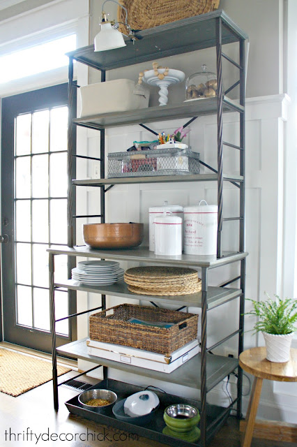 Wood and metal shelf for kitchen organization 