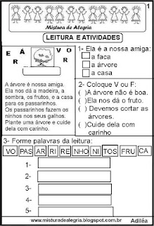 Leitura e interpretação de texto,dia da árvore