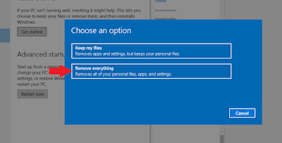 A popup Window will appear select Remove Everything