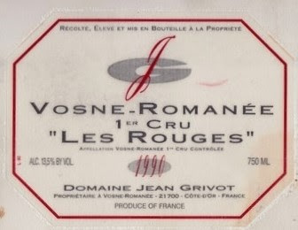 「Vosne Romanee」1990'  Domaine Jean Grivot  Premieres Crus（1級畑)