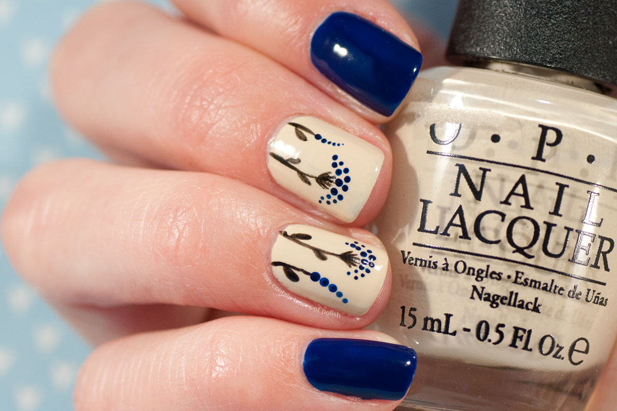 Retro style Blue Floral dotticure Manicure