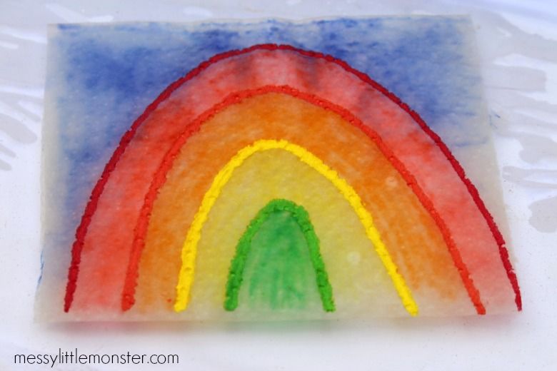 Magic paper towel rainbow art project