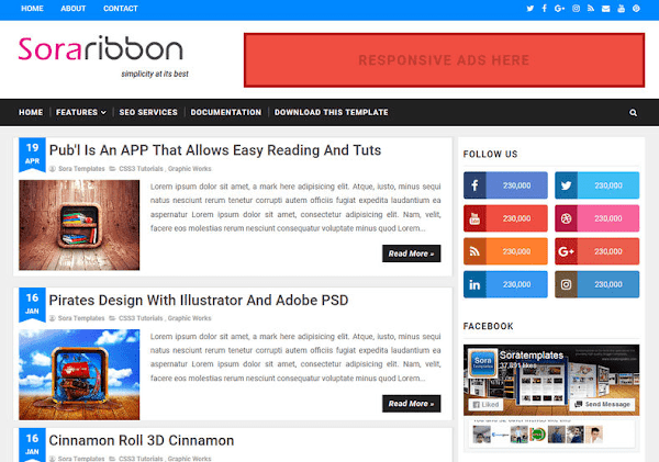 SoraRibbon Premium Blogger Template