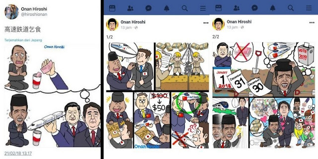 Akun Twitter Facebook Kartunis Jepang  yang Kritik Jokowi 