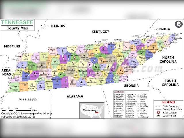 Tennessee Time Zone Map With Cities