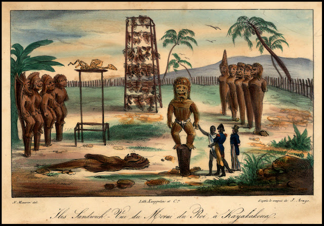 Кеалакекуа или Кайлуа-Кона, нарисованные Жаком Араго и Мореном