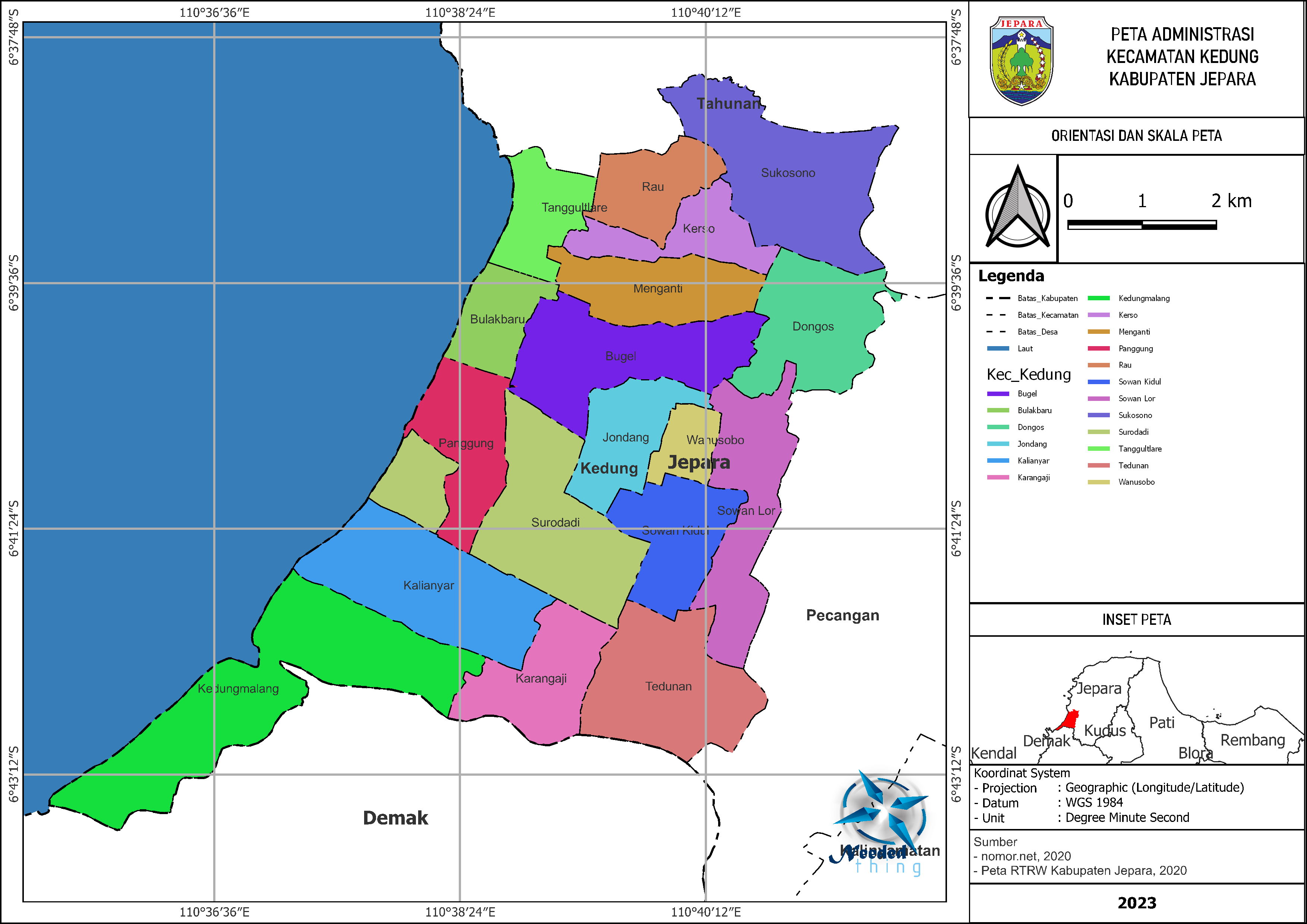 Peta Administrasi Kecamatan Kedung Kabupaten Jepara Neededthing