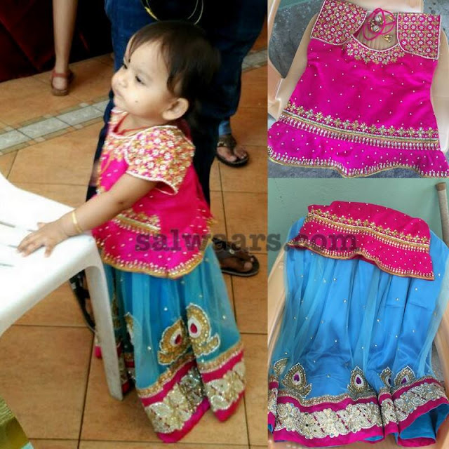 Little Cutie in Sky Blue Lehenga and Blouse