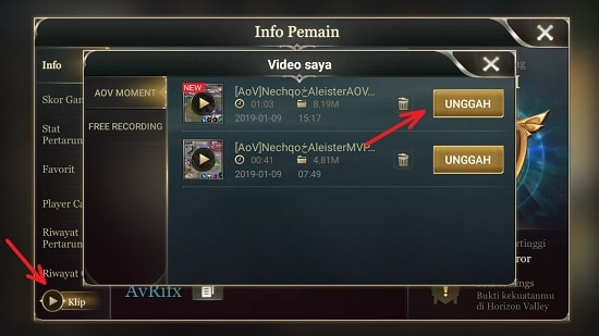 Cara Menggunakan AOV Moment Untuk Merekam di Saat Bermain 