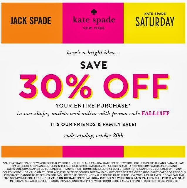 Kate Spade Friends  Family 30% off discount!!