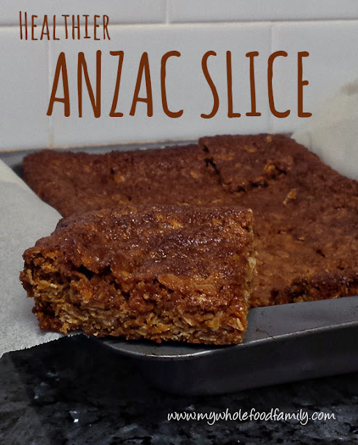 Healthier ANZAC Slice from www.mywholefoodfamily.com