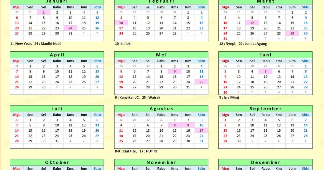 Jadwal Kalender 2013 - PANYABUNGAN BERSINAR