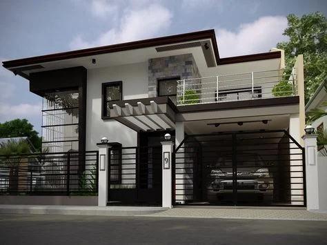 desain inspiratif Rumah minimalis 2 lantai dengan balkon terbuka