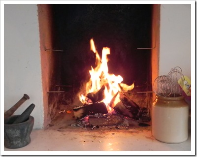 The kitchen fireplace