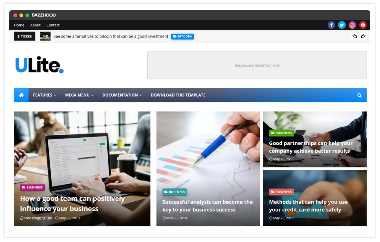 UltraLite Blogger Template UltraLite Responsive News Magazine Google Blogger Template 2020