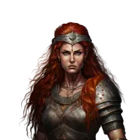 Boudica, the warrior queen of the Iceni, glaring defiantly at the Romans.