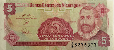 5 centravos nicaragua banknote