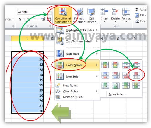  angka atau bilangan dalam kehidupan sehari Cara Mewarnai Sel Dengan Warna Otomatis Sesuai Urutan Nilai di Excel 2010