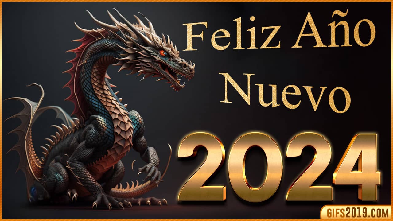 tarjeta 2024 con fondo de dragón feliz año nuevo