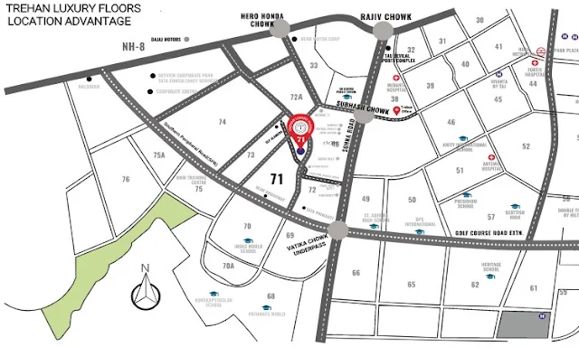 Trehan Luxury Floors Sector 71 Location Map