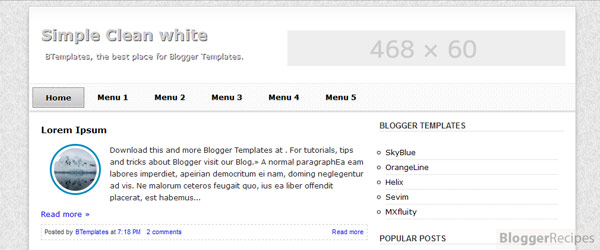 Simple Clean White Blogger Template